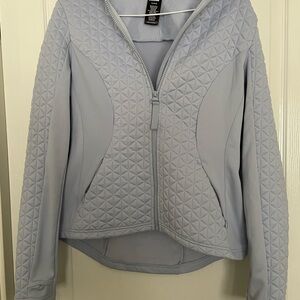 Light Blue Quilted Zip-Up Jacket